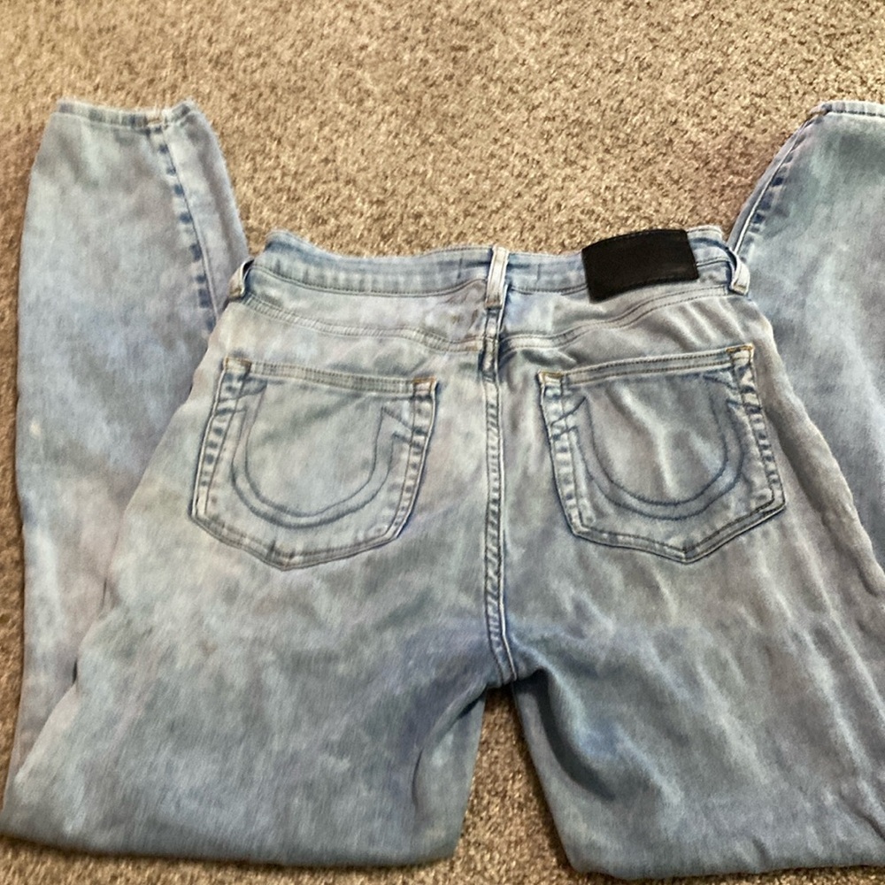True Religion Light Blue Skinny Jeans well worn button fly
